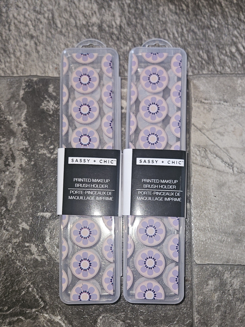2 x Sassy + Chic Lavender Floral Printed Makeup Brush Holders *Viral Item* BNIB